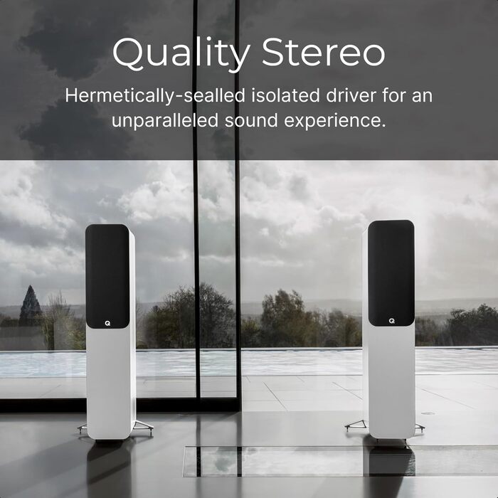 Підлоговий динамік Q ACOUSTICS 5040, атласний чорний об'ємний звук HiFi, динамік 12,7 см, високочастотний динамік 2,5 см