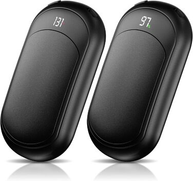 Електричні грілки для рук Macchiatto 2 шт., багаторазові, 3200mAh, 3 рівні нагріву, до 60°C, ідеальний подарунок на зиму, чорні