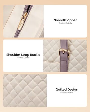 Сумка для ноутбука LOVEVOOK 15.6 дюймів для жінок з відділенням для ланчу, сумка-шоппер, ділова сумка, портфель, сумка для навчання, містка, водонепроникна, для офісу, університету, чорна (15.6 дюймів, Бежевий, Рожевий)