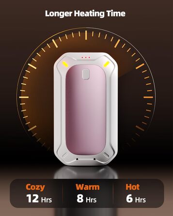 Електричні грілки для рук ColdSky (2 шт), рожеві - багаторазові, портативні, до 12 годин нагріву