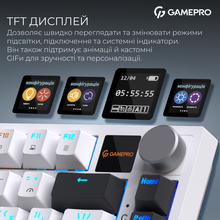 Бездротова механічна клавіатура GamePro MK160D Pro QLAB Sakura Switch White