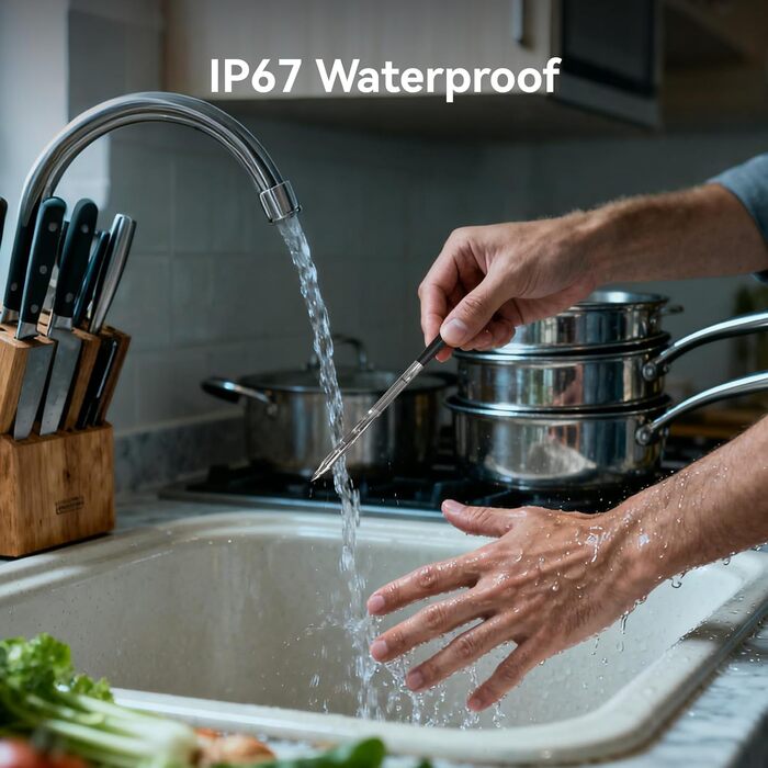 Бездротовий термометр для м'яса з Bluetooth та керуванням через додаток, термометр для гриля з подвійною сондами, IP67 водонепроникний, цифровий кухонний термометр для BBQ, духовки, гриля, копчення та смаження