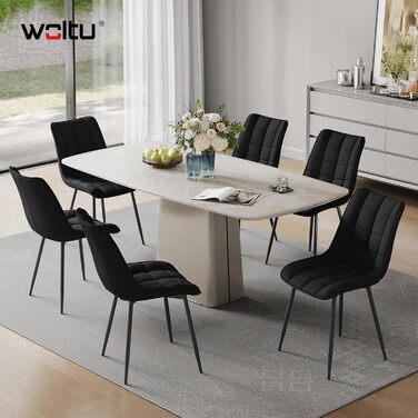 Набір з 2-х кухонних стільців WOLTU для вітальні, кухні, їдальні, чорного кольору, з м'якою спинкою та сидінням з льону, металеві ніжки, до 150 кг