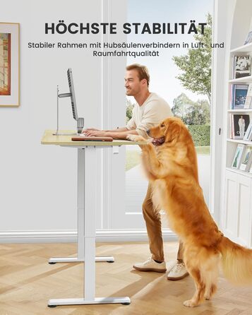 Електричний регульований стіл ErGear 120 x 60 см з пам'яттю, для дому та офісу, світле дерево