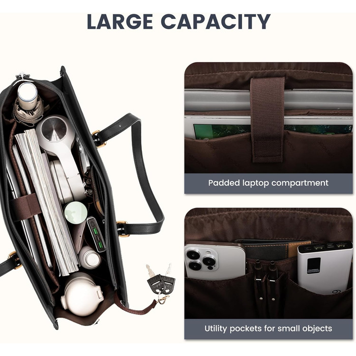 Сумка для ноутбука LOVEVOOK, жіноча, середнього розміру, 17.3 дюйми, для роботи, навчання, офісу, універсітету, чорно-біла