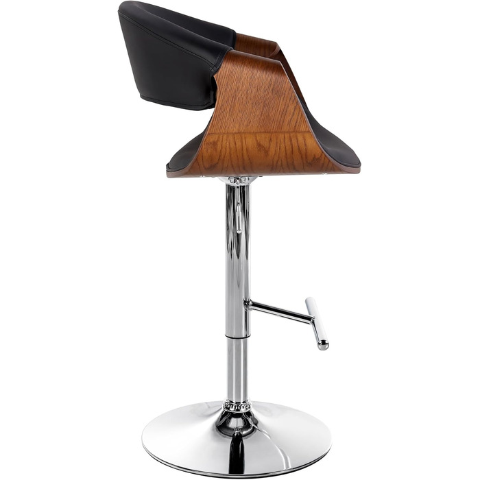 Барний стілець CLP Foley з штучної шкіри, з підлокітниками та спинкою, регульована висота, чорний колір