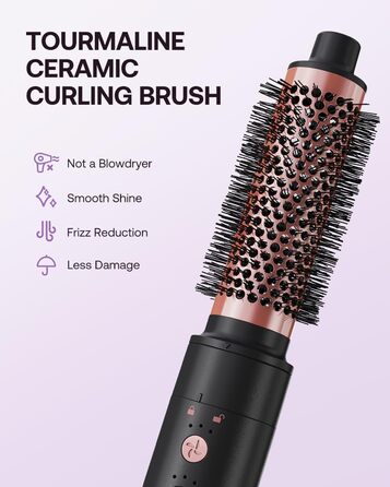 BESTOPE PRO Локкенстаб: Набір для створення локонів 5-в-1 з 3 насадками, регулюванням температури, швидким нагрівом, рукавичкою та кліпсами, рожеве золото (чорний 5-в-1)