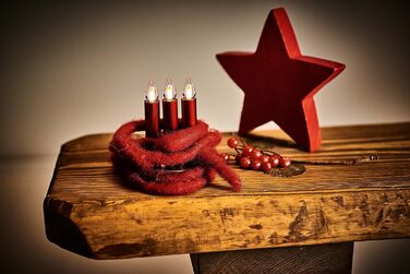 Світлодіодні свічки для ялинки Lumix® SuperLight Flame Metallic Mini Red 9cm, тепле біле світло, набір 12 шт. з пультом керування, 77146