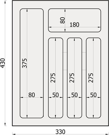 Лоток для столових приборів Sossai Divio 40см 33x43см можна вирізати за розміром 5 відділень білий система організації лотків для столових приборів