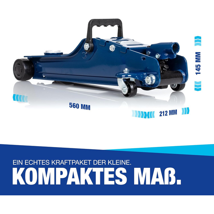 Гідравлічний домкрат NTG 2T для легкових авто та занижених транспортних засобів, 85-375 мм, вантажопідйомність 2000 кг