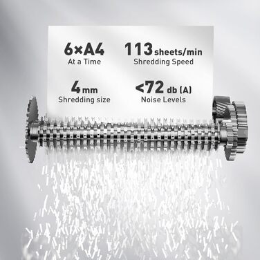 Шредер SINCHEREU 6 листів, перехресний різання, рівень безпеки P4, з кошиком 11л, для документів, кредитних карт, CD, з захистом від перегріву, для дому та офісу