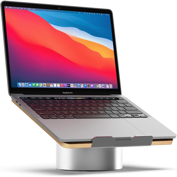 Підставка для ноутбука на стіл HumanCentric: алюміній, сірий, дерев'яний (чорний горіх, аhorn), ергономічна, для MacBook