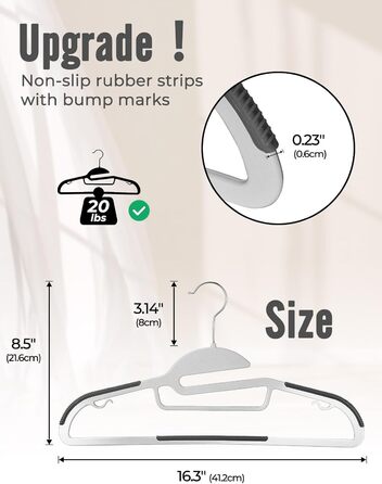 50 штук вішалок для одягу з пластику HOUSE DAY - міцні, з неслизьким покриттям, 360° обертання, сірі