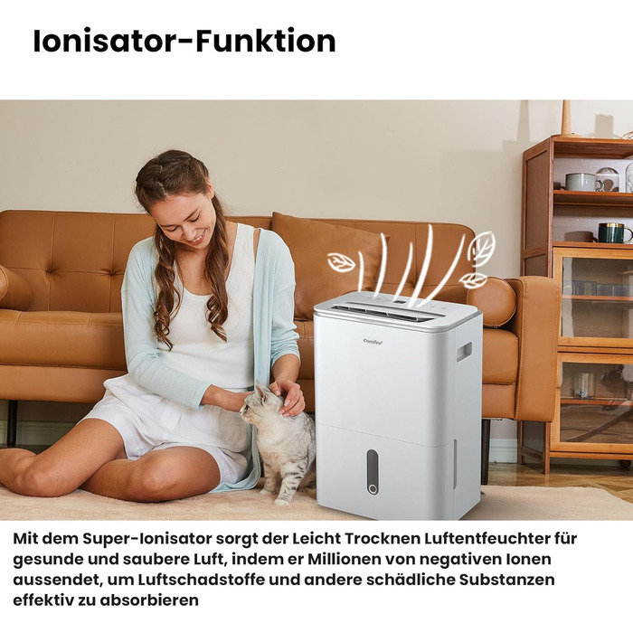 Зволожувач повітря COMFEE 12 л/день, для приміщень до 20 м², автоматична відтавання, блокування дітей, тиха робота, екологічний фреон R290, CDDOE-12DEN7-QA3(EU)