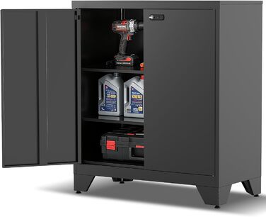 Металевий шафа-сейф для документів, 90x80x40 см, білий (чорний) - з полицями та комбінаційним замком