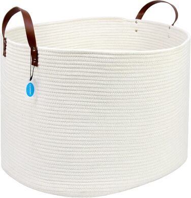 Кошик для дому Casaphoria з бавовняного шнура, XXL, для ковдр, рушників, подушок, бежево-коричневий (55,9 x 55,9 x 35,6 см)