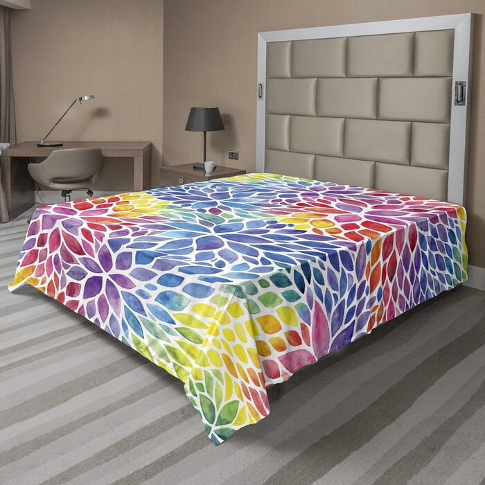 Різнокольорове простирадло, райдужні кольорові простирадла, м'яке зручне верхнє простирадло Декоративне ліжко , (244 см x 205 см, різнокольорове)