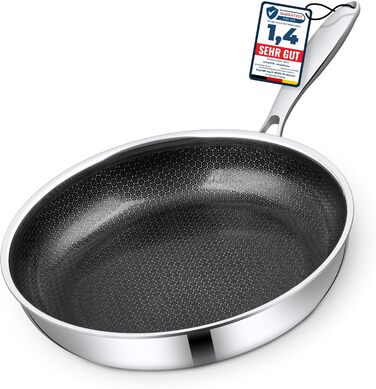 Сковорода Morleos з керамічним покриттям 32 см без PFAS та PTFE | Сковорода-пательня з стільниковою структурою | 5-шарова, 3 мм, 1,67 кг | Преміум-якість для індукційних плит | Антипригарна, для духовки та посудомийної машини