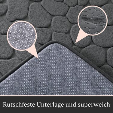 Набір Chakme з 2 килимків для ванної кімнати, піна з ефектом пам'яті, не ковзає, можна прати, темно-сірий