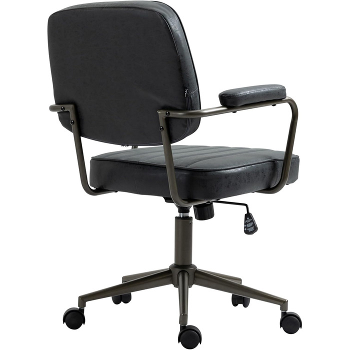 Ергономічне крісло для офісу CLP Natrona I з регулюванням висоти, поворотне на 360°, з функцією гойдання, з м'яким сидінням та легкопрохідними роликами, колір: античний чорний