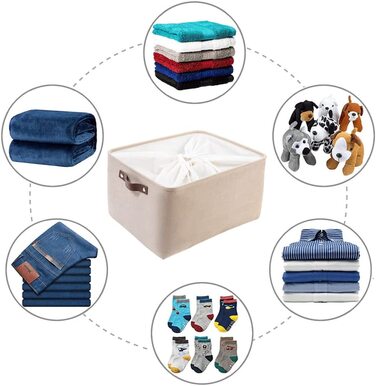 Тканинні ящики для зберігання SOCOHOE, кошики для зберігання з 3 предметів, складна тканинна корзина для іграшок, одягу , будинку, білизни (ediu) (бежевий, XXLarge)