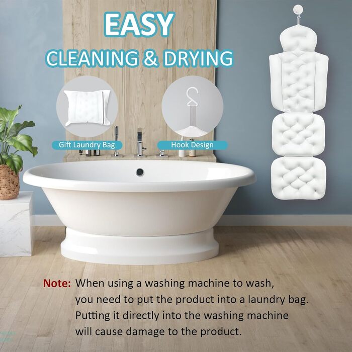 Подушка для ванни Luxus для тіла з сіткою та присосками, підтримка голови, шиї та спини - 3D Air Mesh, білий