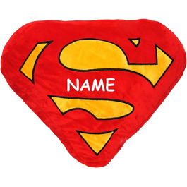 Велика плюшева подушка/подушка для обіймів - Логотип Супермен - 48 см * 33 см - Подушка, що притискається - Велика - Дуже м'яка - Дорожня подушка/Автомобільна подушка - Оксамитова подушка - Діти. (з ІМЕНАМИ)