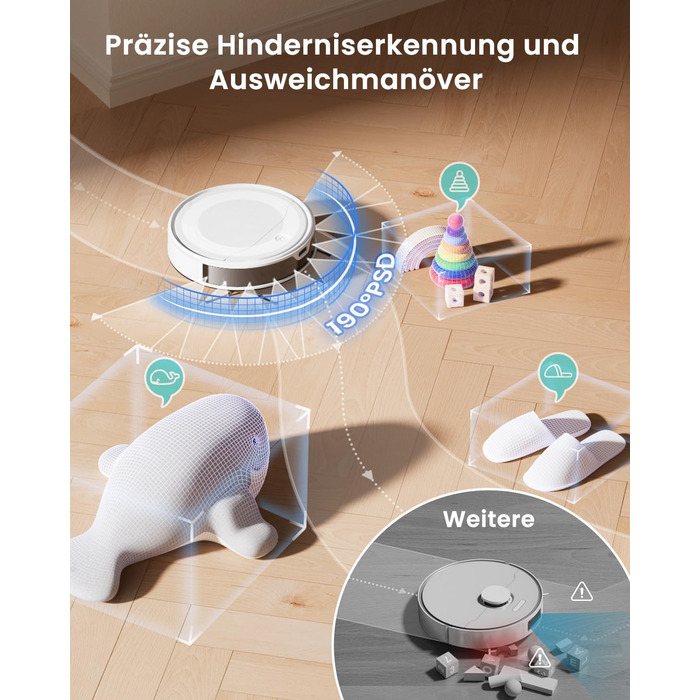 Робот-пилосос LEFANT M310 Ultra: потужність 6000Pa, функція миття, лазерна навігація ToF, уникнення перешкод, керування через додаток та Alexa, захист від заплутування шерсті тварин, для килимів, білий