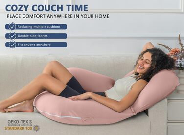 Подушка для читання INSEN, спинка для сидіння в ліжку, для читання, розслаблення, для дорослих, матерів та дітей, подушка для пресу, для ліжка (охолоджуюча бавовна-персик, Basic)