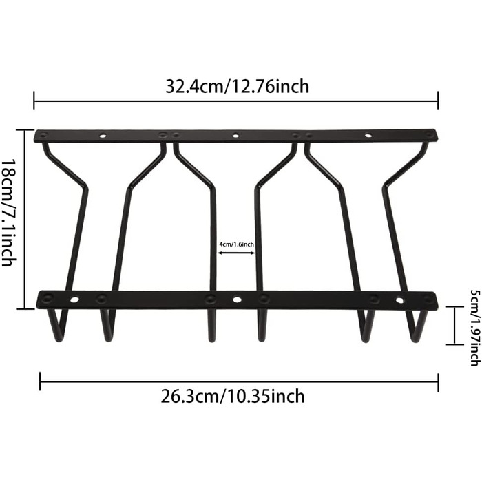 Тримач для келихів Dianoo ‎18x32,4x5 см 3 ряди чорний