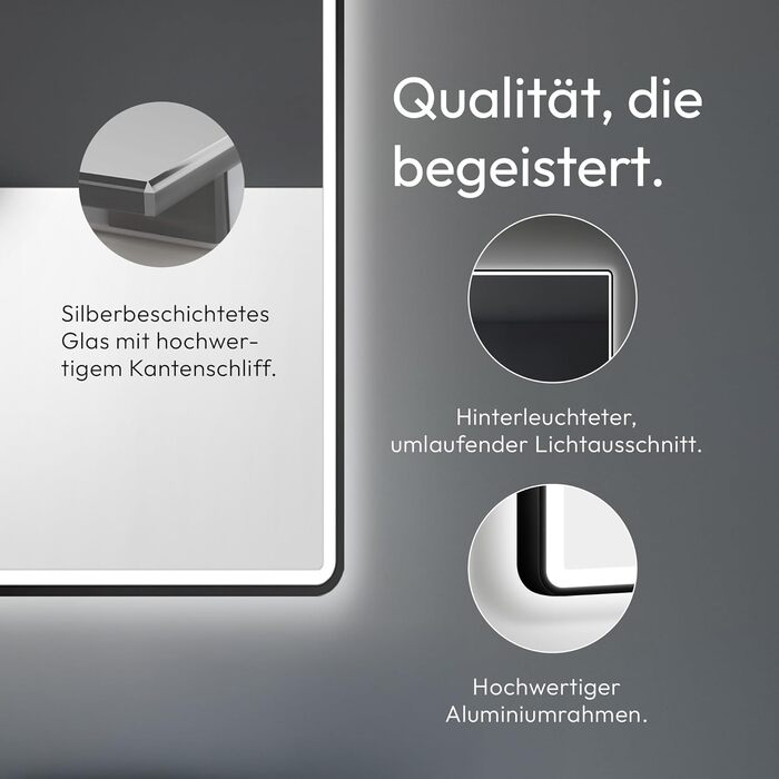 Дзеркало для ванної кімнати Talos Black Moon LED 120x70 см з підсвічуванням, вологостійке, нейтральне світло