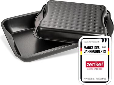Форма для запікання Zenker з кришкою як форма XXL (42 x 34 x 8 см), прямокутна запіканка з антипригарним покриттям, хрустка та соковита форма для запікання запіканки (колір чорний), кількість