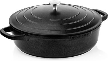 Сковорода для тушкування Westinghouse PERFORMANCE SERIES з кришкою, велика сковорода для індукції та всіх типів плит, сковорода з антипригарним покриттям з ручкою, високий обідок, безпечна для духовки та посудомийної машини, (чорна, 28 см)