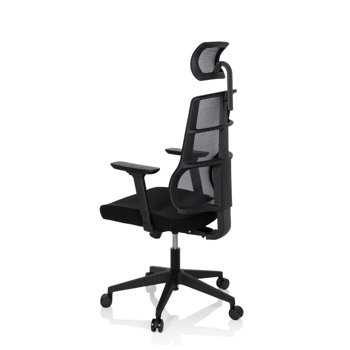 Офісне крісло / Крісло на коліщатках SPINIO PRO з сітчастою/тканинною оббивкою, чорного кольору, hjh OFFICE