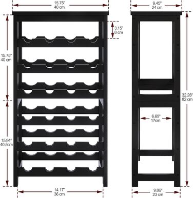 Стильна підставка для вина з бамбука на 24 пляшки, 6-ярусна, чорного кольору