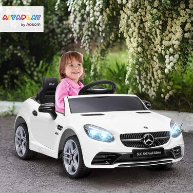 Дитячий електромобіль Mercedes SLC 300 AIYAPLAY 12V з пультом, LED-фарами, ременем безпеки, звуком, для дітей від 3 років, білий