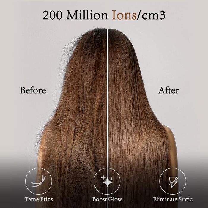 Компактний іонний фен для волосся 2000 Вт, складаний дорожній фен з дифузором та styling-насадкою, швидке сушіння, низький рівень шуму (Чорний)