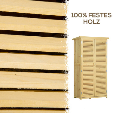 Садовий ящик Outsunny з дерева, інструментальна шатнівня, інструментальний будиночок з асфальтовим дахом, жалюзійна двері, ящик для інструментів, сарай, сад, 4 відсіки, натуральне дерево, 87 x 46,5 x 160 см