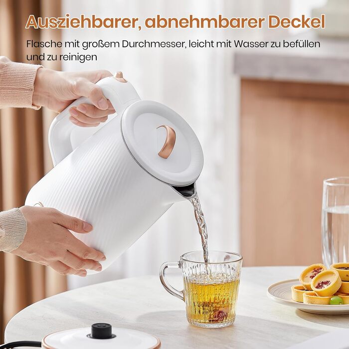 Електричний чайник OLEGA 1.8L, 1800W, з нержавіючої сталі, автоматичне відключення, захист від сухого кип'яття, білий