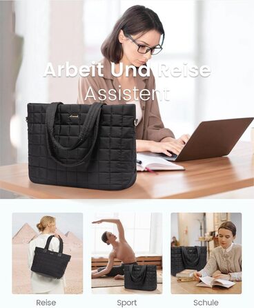 Сумка для ноутбука LOVEVOOK 15.6 дюймів для жінок: робоча, шкільна, для офісу, чорна