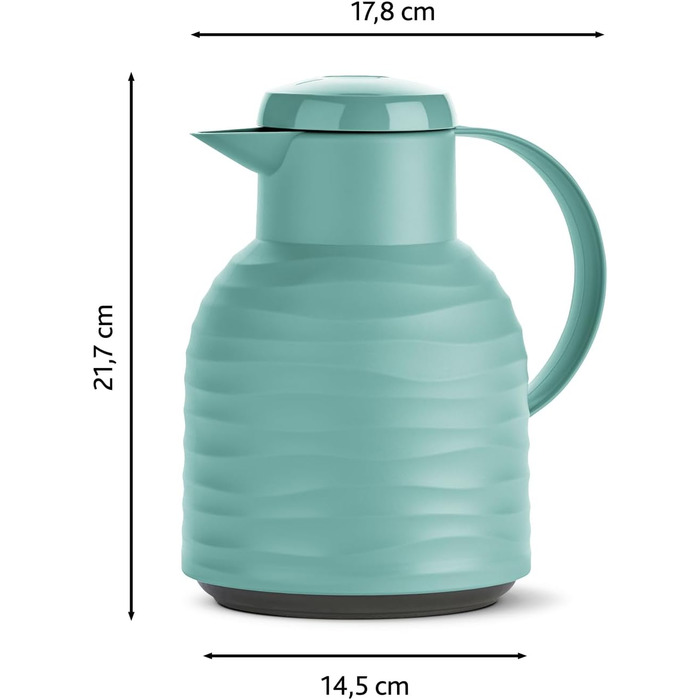 Термос Emsa Samba Wave Isolierkanne, 1 літр, Quick Press, скло, зелений, Made in Germany