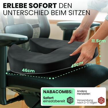 Ортопедична подушка для сидіння – ергономічна, з піною з пам'яті, знімає навантаження з куприка та спини, готова до використання – сертифікована IGR та перевірена Oeko-Tex, ідеальна для офісу, авто, подорожей та вагітності
