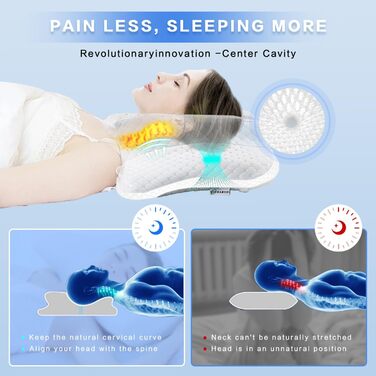 Ортопедична подушка для шиї з memory foam, регульована, ергономічна, для комфортного сну, без запаху, контурна подушка для сну на боці