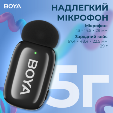 Бездротовий петличний мікрофон BOYA mini-18 TRS for camera Black