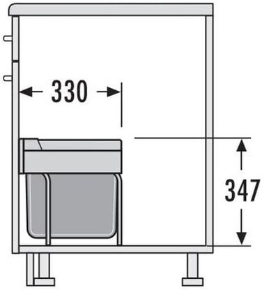 Поворотне відро для сміття Hailo TR 3644701 50.2 / 30 для шаф діаметром 500 мм з відкидними дверцятами, сірого кольору