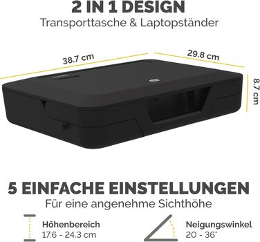 Підставка для ноутбука Fellowes Breyta™ 2-в-1 з сумкою, регулювання висоти, чорна, екологічна