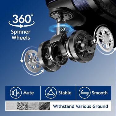 Набір валіз LALAHO 3/4/5 шт. з косметичками, ABS, для подорожей, ручна поклажа (темно-синій)