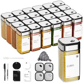 Набір скляних банок для спецій Miorkly 24 шт. з дозатором, 120 мл - органайзер для спецій