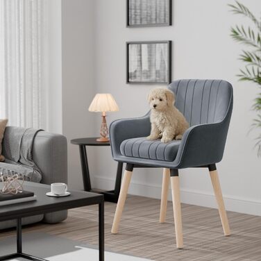 Крісла для їдальні ELUCHANG (2 шт), 360° обертання, товста подушка 10 см, високі підлокітники, сірий велюр, до 150 кг, для спальні, кухні, вітальні