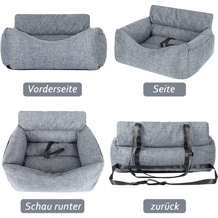Збільшене автокрісло і ліжко NIBESSER 2-в-1 для собак, водонепроникне і нековзне, сидіння-бустер для кішок, знімний чохол і подушка-світло-сірий
